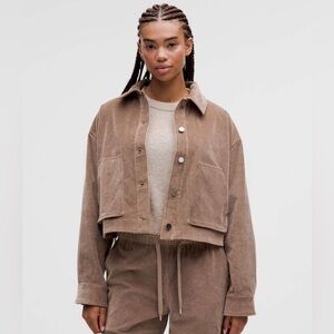 Lululemon Corduroy Shirt Jacket Taupetastic Womens Size XS Cropped Boxy Fit